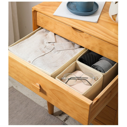 Pachet 1+1 Organizator pentru Sertar, set 6 piese, pliabil, din tesatura gri/alb [4]