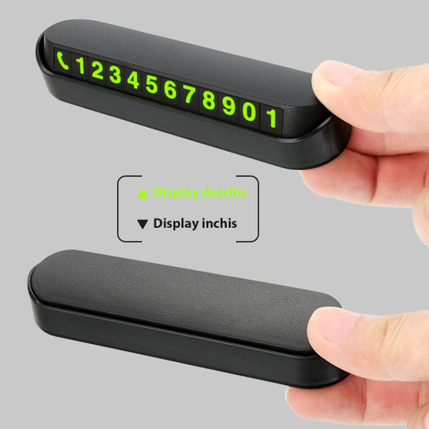 pachet 1+1 suport numar telefon auto afisaj parcare temporara negru [1]