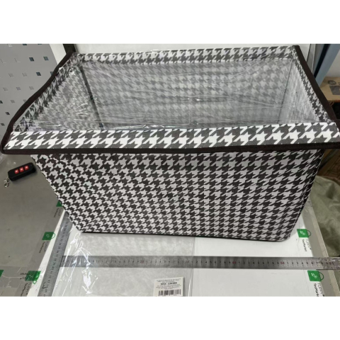 Pachet 2+1 Cutie Depozitare cu Capac Transparent, Model Mare in Carouri, Maro [3]