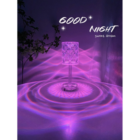 Pachet 2+1 Lampa de birou LED RGB, dimmer tactil, incarcare USB, cristal acrilic [5]