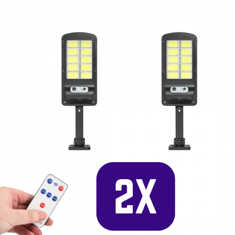Iluminare acasa sau pe drum - Lampa Solara LED Exterior cu Senzor si Telecomanda – 119 LED – Set 2 Buc