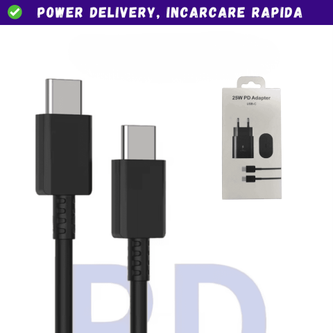 incarcator 25w cu cablu usb-c negru fast charging [1]