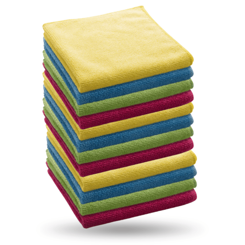 Lavete si prosoape - Set Lavete Microfibra PufColor Max – 12 bucati 40x40 cm organizate pe culori
