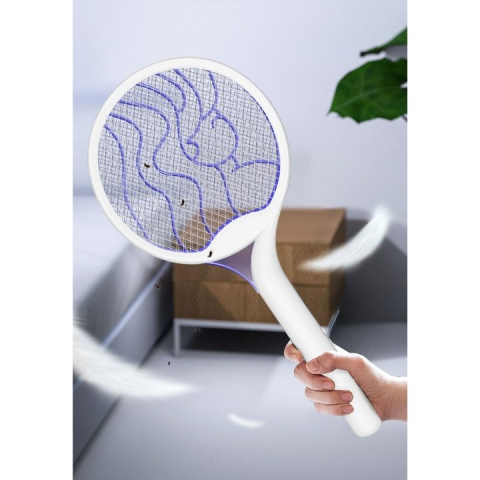 Paleta electrica pentru tantari si muste, reincarcabila USB, 2600V, plastic alb [5]