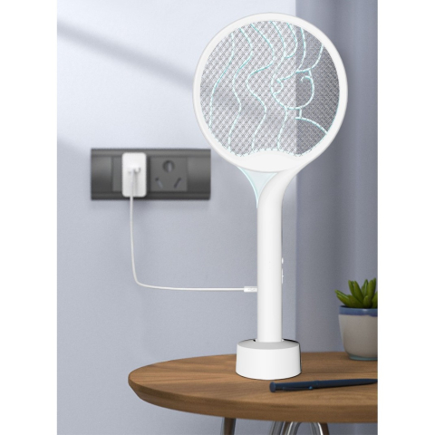 Paleta electrica pentru tantari si muste, reincarcabila USB, 2600V, plastic alb [2]