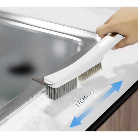 Perie de sarma pentru bucatarie, set doua bucati, maner lung ergonomic, peri din otel [4]