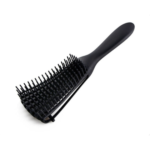 Perie flexibila pentru descurcat par cret, 8 brate mobile, din TPE, negru [6]