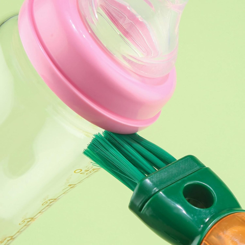 Perie multifunctionala 5 in 1 pentru curatat pahare, cani si sticle, cu maner lung, portocaliu-alb [10]