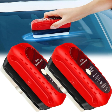 Perie multifuncționala auto, pentru indepartarea urmelor, cu protectie anti-aburire, rosie [4]