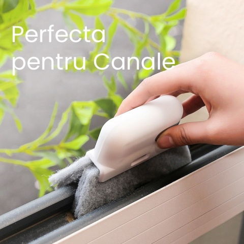 Perii de curatat 2 in 1, set 3 bucati, pentru canale si colturi, plastic alb [1]