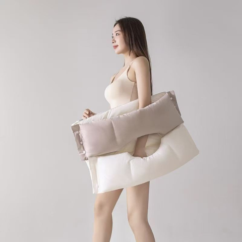 Perna ortopedica 3 in 1, strat dublu, protectie cervicala, 45 x 70 cm, gri [7]