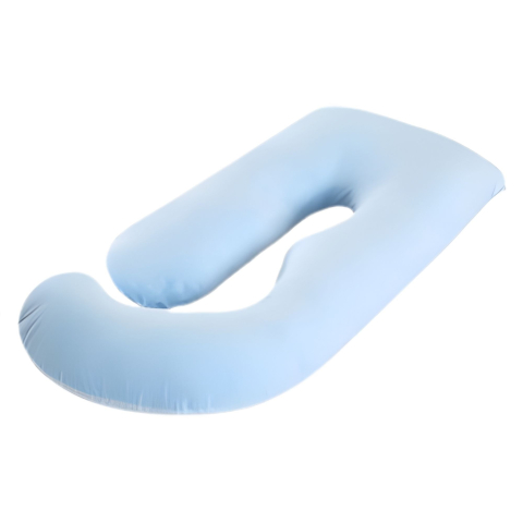 Baie - Perna pentru gravide, ergonomica tip J, detasabila si lavabila, albastru deschis