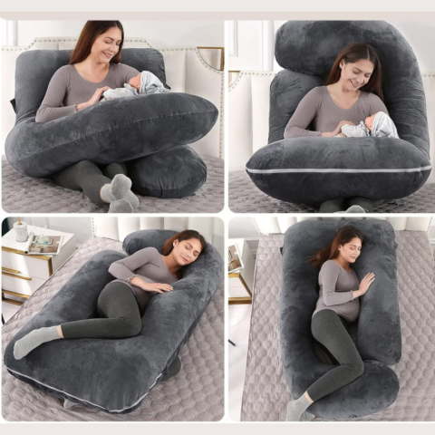 Perna pentru gravide, forma J ergonomica, captuseala poliester, negru [3]