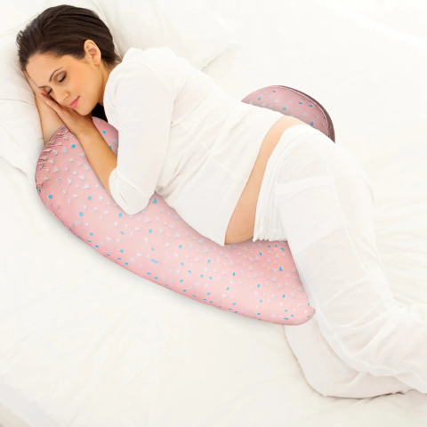 Perna pentru gravide, model reglabil, husa detasabila, forma H si U, roz [3]