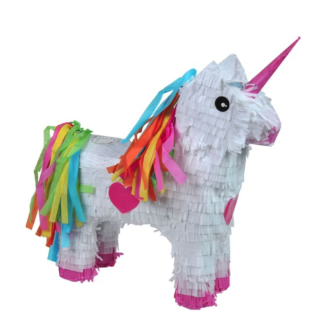 Pinata Unicorn pentru petrecere, model cu agatatoare, carton si hartie creponata, 50x35x10 cm [1]