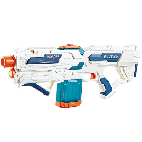 Lansatoare si Pistoale de Jucarie (Spuma / Gel) - Pistol cu apa electric, rezervor 600 ml, acumulator inclus, alb-albastru