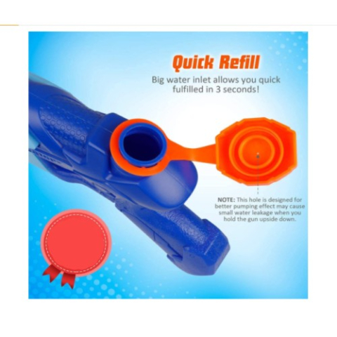 Pistol cu apa pentru copii, rezervor 300 ml, plastic, albastru [8]