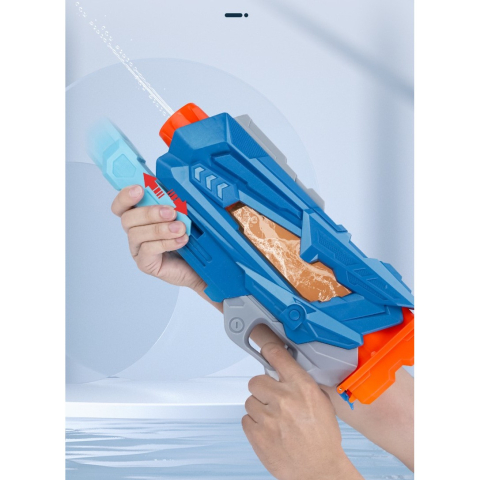Pistol cu apa pentru copii, rezervor 600 ml, design quick fill, plastic albastru [8]