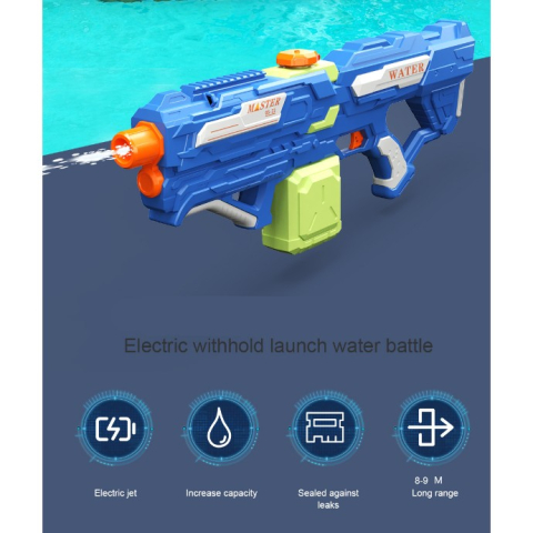 Pistol cu apa pentru copii, rezervor 800 ml, electric, albastru-verde [3]