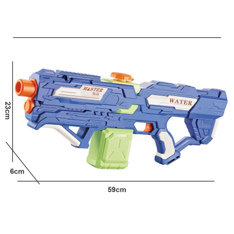 Pistol cu apa pentru copii, rezervor 800 ml, pompa presiune, plastic albastru [7]
