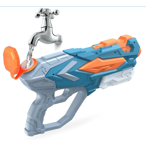 Pistol cu apa pentru copii, rezervor 900 ml, 4 duze, albastru [5]