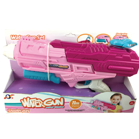 Pistol cu apa pentru copii, rezervor mare, design pompa presiune, plastic roz [1]