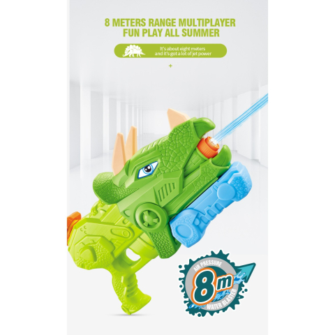 Pistol cu apa pentru copii, Triceratops, 3 duze, rezervor 640 ml, verde [4]