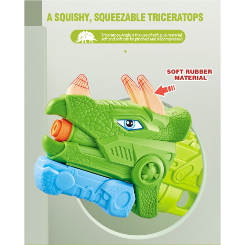 Pistol cu apa pentru copii, Triceratops, 3 duze, rezervor 640 ml, verde [5]