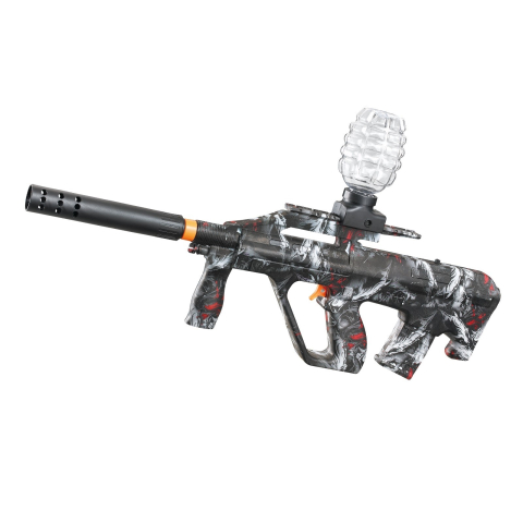 Copii & Jucarii - Pistol electric cu bile de gel, model AUG, tragere in rafala, negru si gri