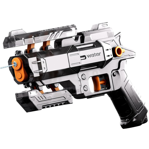 Produse utile sub 50 RON - Pistol manual cu apa, model S-Shooter, sigur pentru copii, plastic transparent-negru