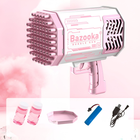 pistol baloane sapun 69 gauri lumini colorate roz [7]