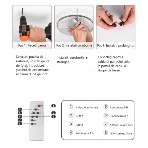plafoniera solara 30w diametru 145 mm alb rece cu telecomanda [2]
