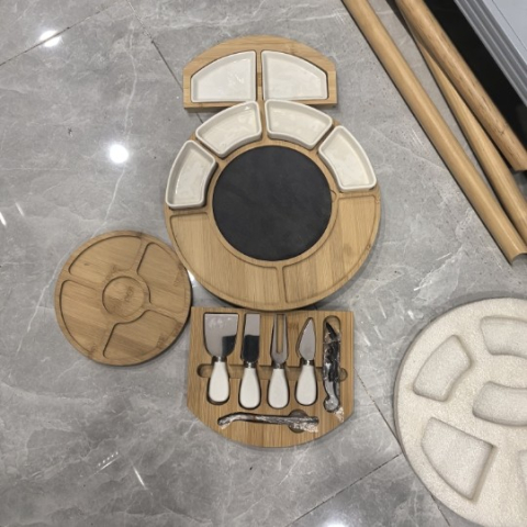 platou festiv branzeturi aperitive lemn maro 18 piese [4]