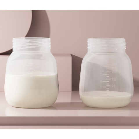 pompa san electrica 2 in 1 cu 2 biberoane roz transparent [7]