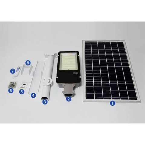 Proiector LED pentru stalp si perete, 240 COB LED, 50 W, cu panou solar si telecomanda [1]