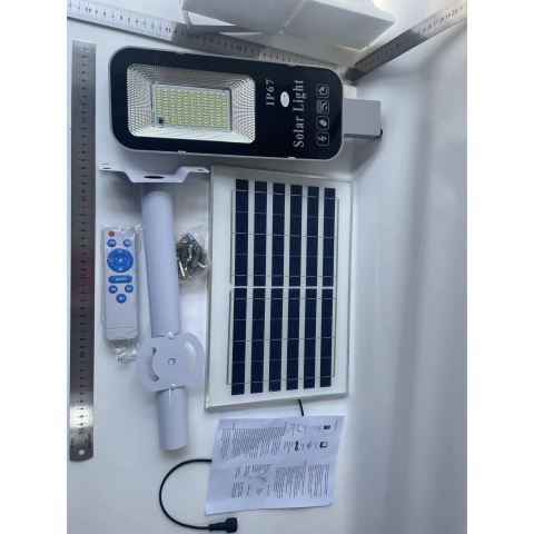 Proiector LED pentru stalp si perete, 240 COB LED, 50 W, cu panou solar si telecomanda [6]