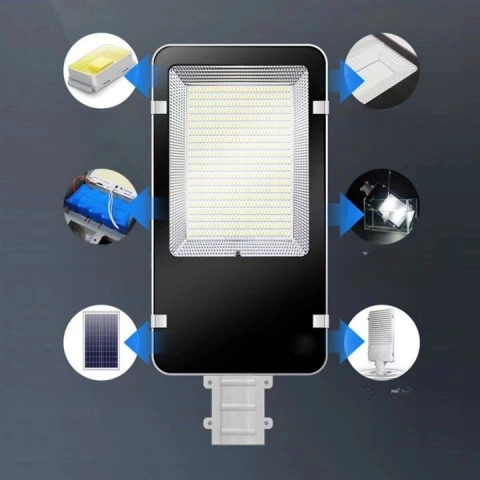 Proiector LED pentru stalp si perete, 240 COB LED, 50 W, cu panou solar si telecomanda [3]