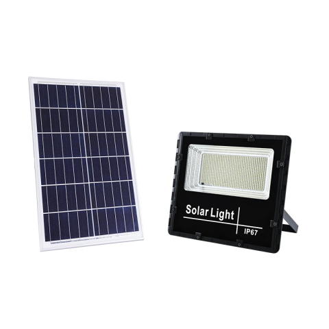 Proiector LED SMD 65W cu incarcare solara, panou solar, telecomanda, suport prindere, negru [4]