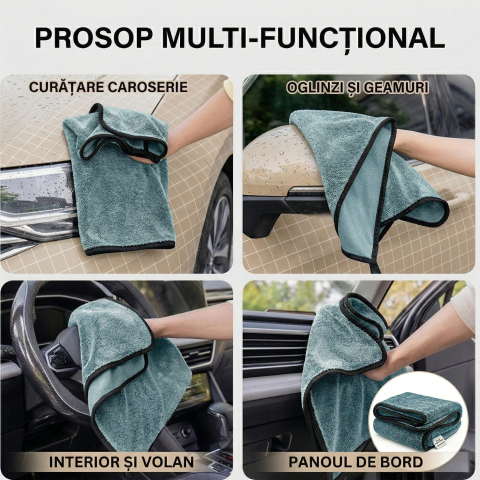 Prosop uscare auto, microfibra 600 GSM, absorbant, albastru deschis [2]