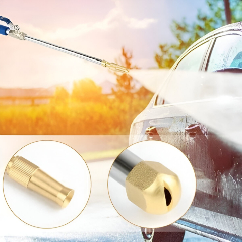 Pulverizator cu presiune reglabila, cu duze si conector, 46.5 cm, albastru [5]