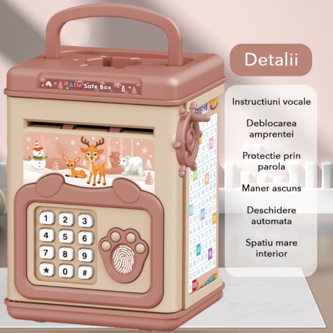 pusculita copii tip ATM roz cu parola si amprenta [1]