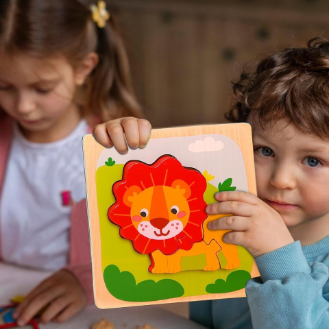 puzzle montessori lemn model leu 3 piese [2]