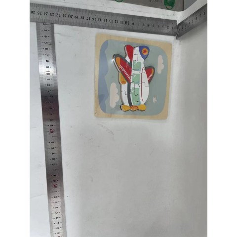 Puzzle Montessori din lemn pentru copii, model avion 3D, 6 piese, multicolor [5]