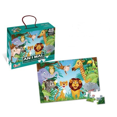 Puzzle pentru copii, jungla cu animale, 48 de piese, set dublu [2]