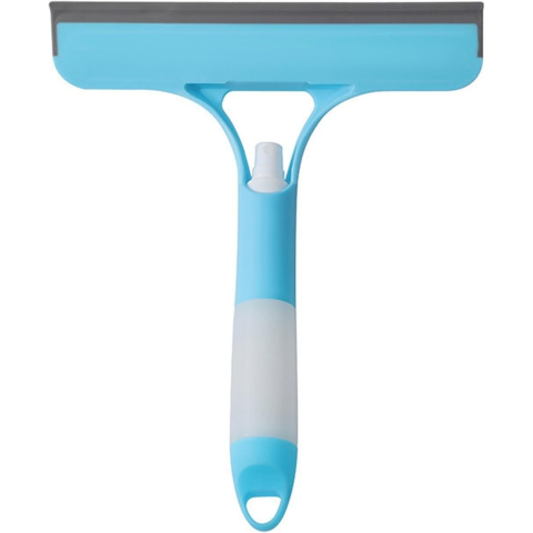Produse utile sub 50 RON - Racleta de curatare multifunctionala 3 in 1, cu pulverizator, silicon si burete, 21.5x25.7 cm, albastru