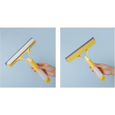 Racleta de curatare multifunctionala 3 in 1, cu pulverizator, silicon si burete, 21.5x25.7 cm, galben [5]