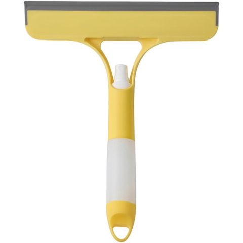 Produse utile sub 50 RON - Racleta de curatare multifunctionala 3 in 1, cu pulverizator, silicon si burete, 21.5x25.7 cm, galben