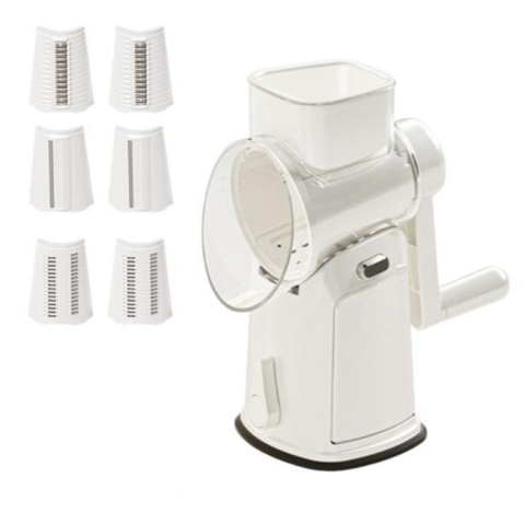 Bucatarie & Gatit - Razatoare manuala rotativa, 6 lame interschimbabile, anti-stropire, 27x13x13 cm