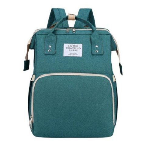 Rucsac multifunctional pentru mamici, cu patut pliabil, baza de schimbat, buzunar termic, 42x32x22 cm, verde [4]