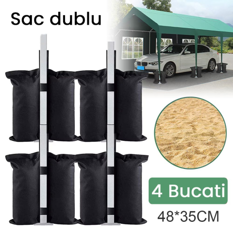 Saci de ancorare cort, set 4 bucati, cu 2 buzunare, poliester negru [4]